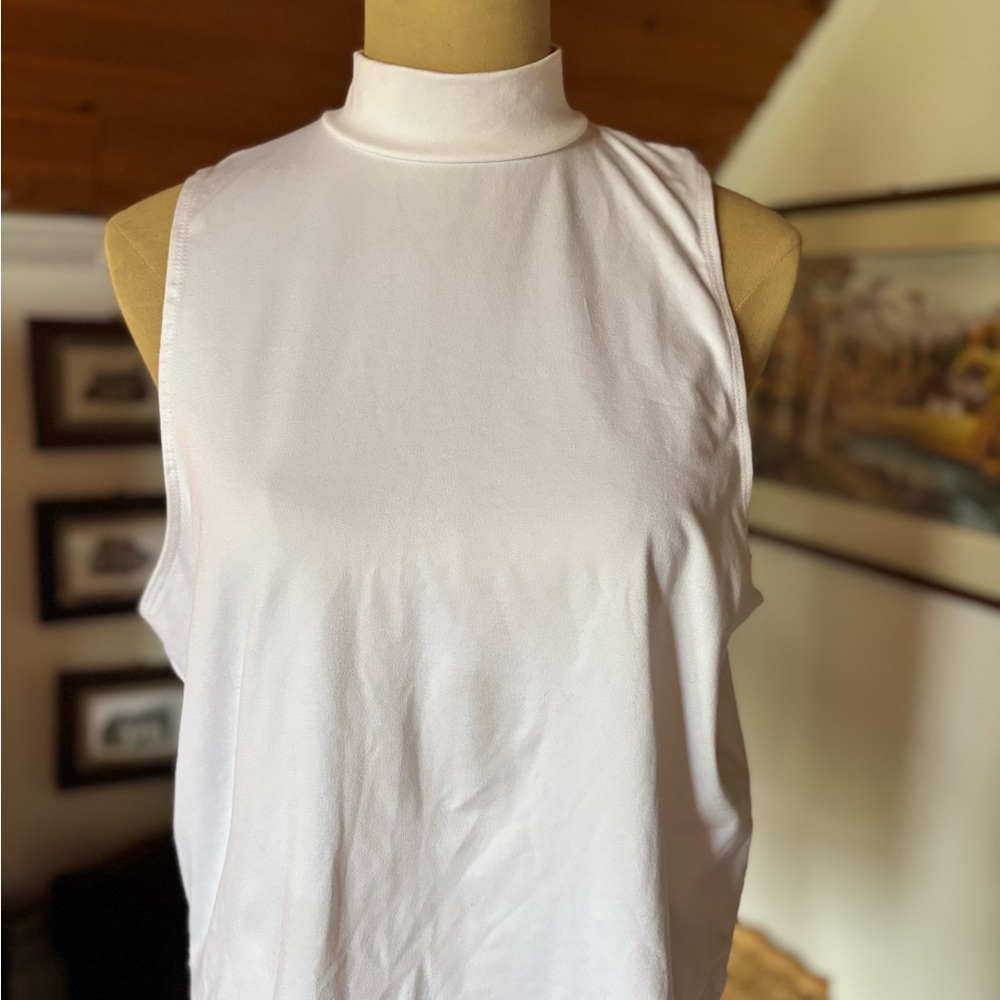 White Sleeveless Mock Neck